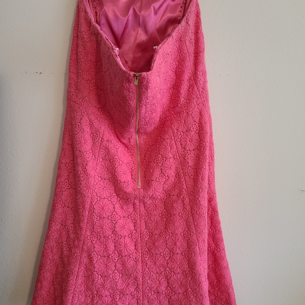 Lilly Pilitzer Pink Lace Strapless Dress. Size 10 - Picture 6 of 9